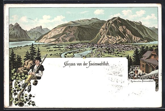 Cartes postales: Litho Interlaken, Restaurant Heimwehfluh – D'occasion à Berlin par bartko-reher