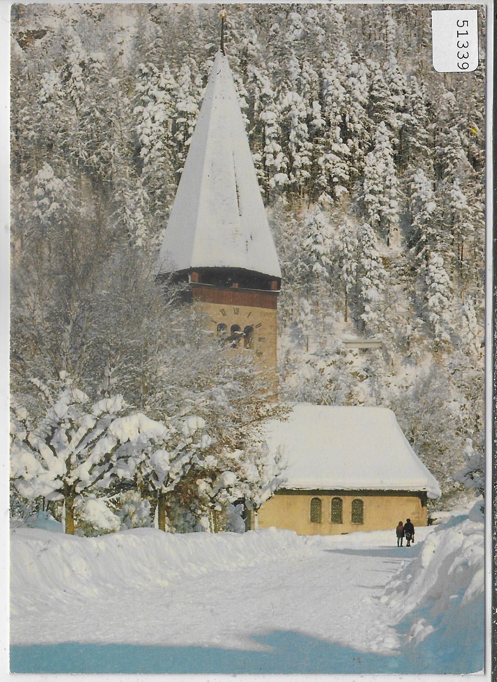 Ansichtskarten: Meiringen - Kirche im Winter – Gebraucht aus Ettingen von Kartenplanet