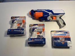 3 Pistole NERF - 1xDisruptor + 2xTriadEX + 30 ricariche