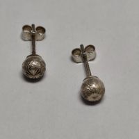 Vintage Silver silber Stud Earrings Boucles d'Oreilles #A4