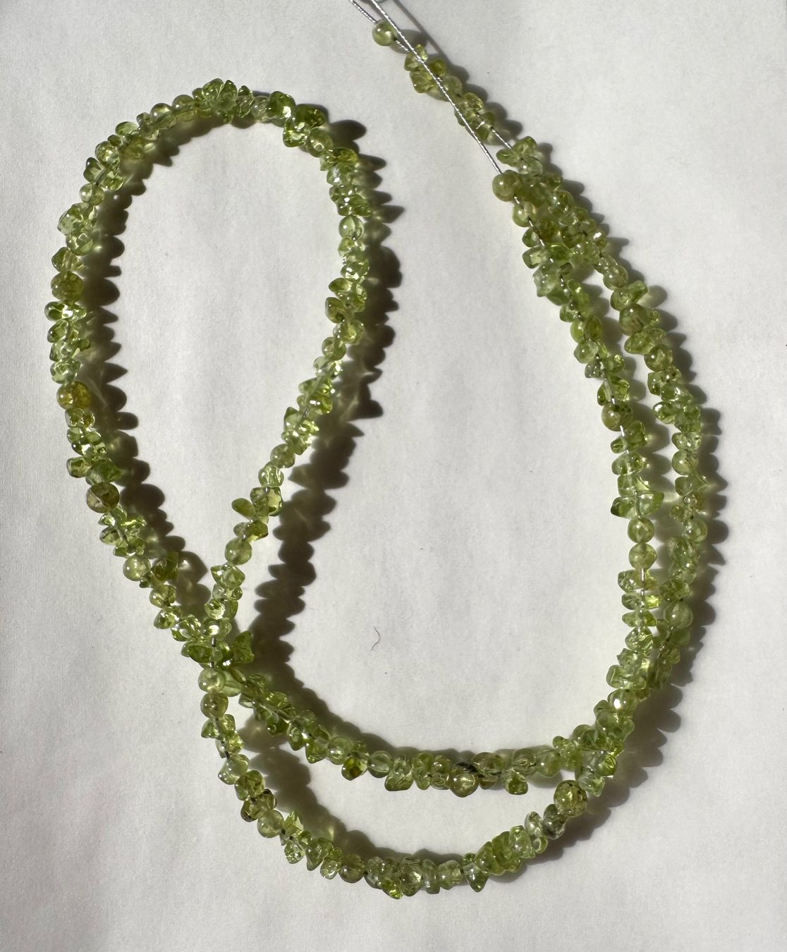 Catenine: Peridot. Olivin   extra  wilde Nugget/Splitter Form     46cm – Nuovo e nell'imballaggio originale da Leuggern venduto da gemshow 4