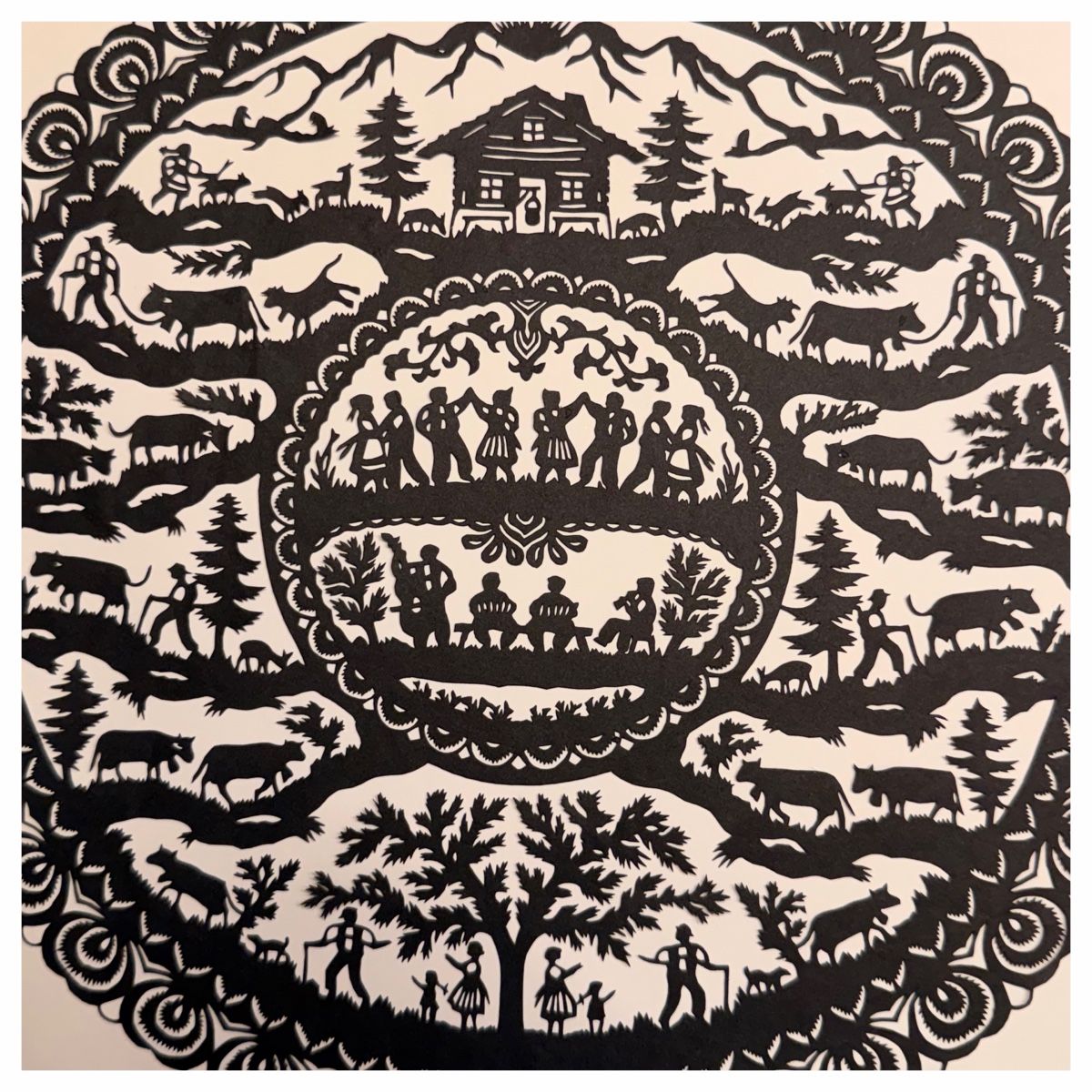 Grafica & Litografie: Traditionellen schweizerischen Scherenschnitt - Alpaufzug – Nuovo (secondo la descrizione) da Schlieren venduto da KaRoPue 4