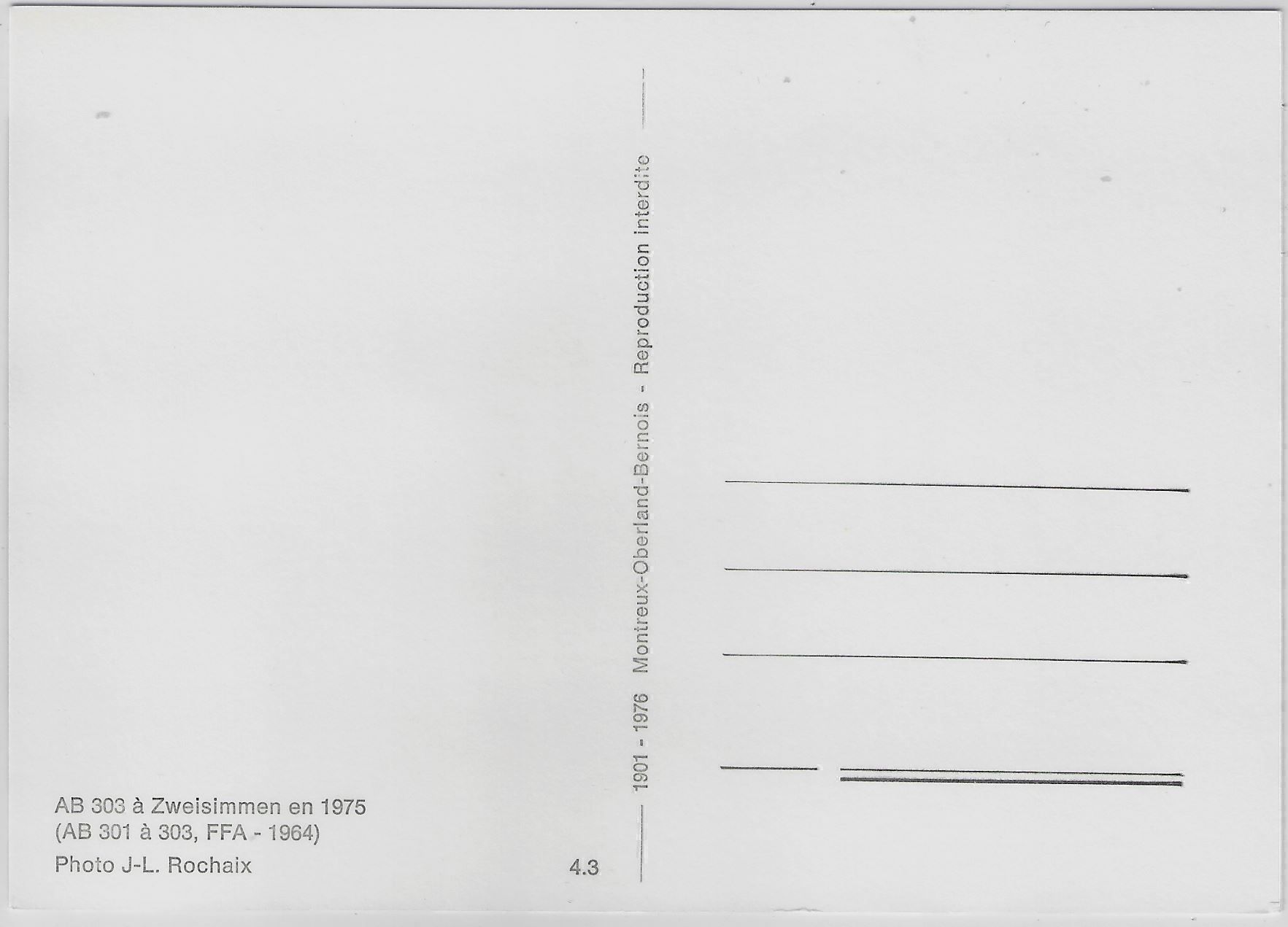 Ansichtskarten: M.O.B. AB 303 a Zweisimmen en 1975 – Gebraucht aus Ettingen von Kartenplanet 1