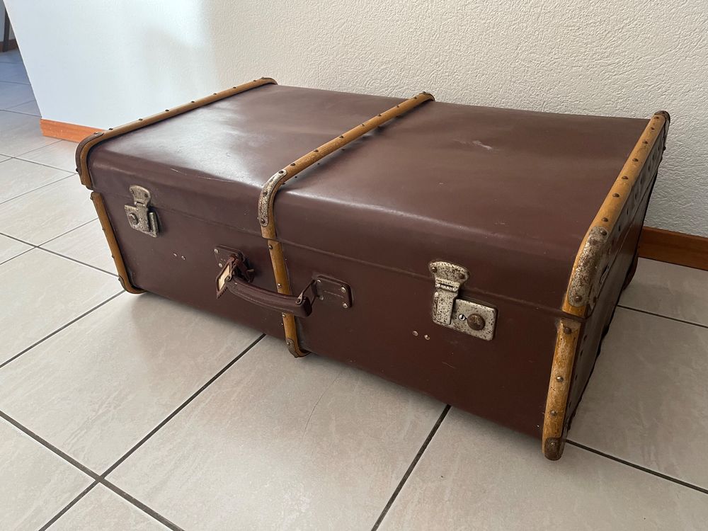 2er Set Truhen Riga Im Vintage-Koffer-Design – Stapelbar, Antikweiß, Aus Eisen, Für Aufbewahrung Oder Als Sitzbank