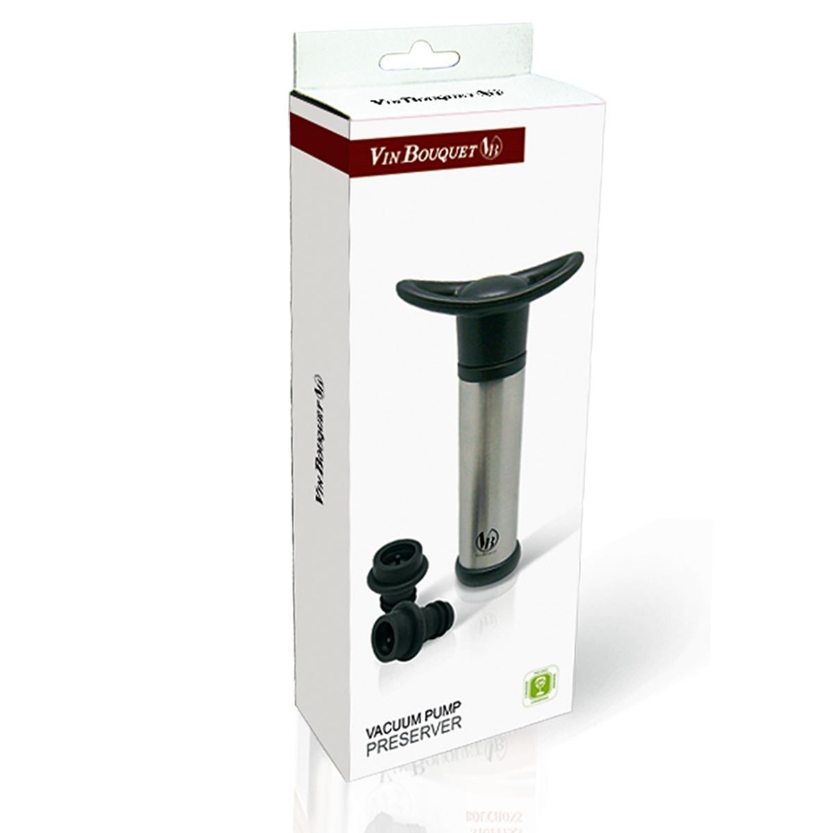 Apribottiglie & Tappi per chiusura: VinBouquet Weinpumpe mit 2 Stopfen – Nuovo e nell'imballaggio originale da Wettingen venduto da kochshop 1