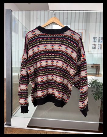 Vintage Strickpullover Gr. M Fair Isle Muster Wolle