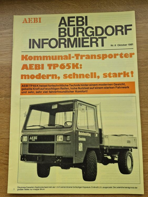 Original Aebi Informiert Nr. 8 / Okt. 1981 (Gebraucht) in Dürnten für ...