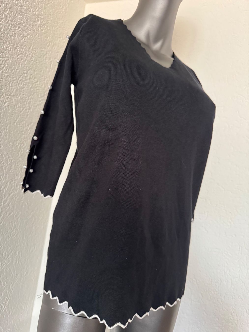 Pullover & Sweatshirts: Damen Strick Pullover Perlen-Details Schwarz Gr M – Gebraucht aus Frenkendorf von Style365 5