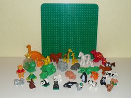 Posten " 36 schöne Duplo Tiere " mit grosser Platte