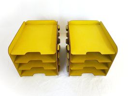 Ablagen gelb mit Holz Design  2er Set