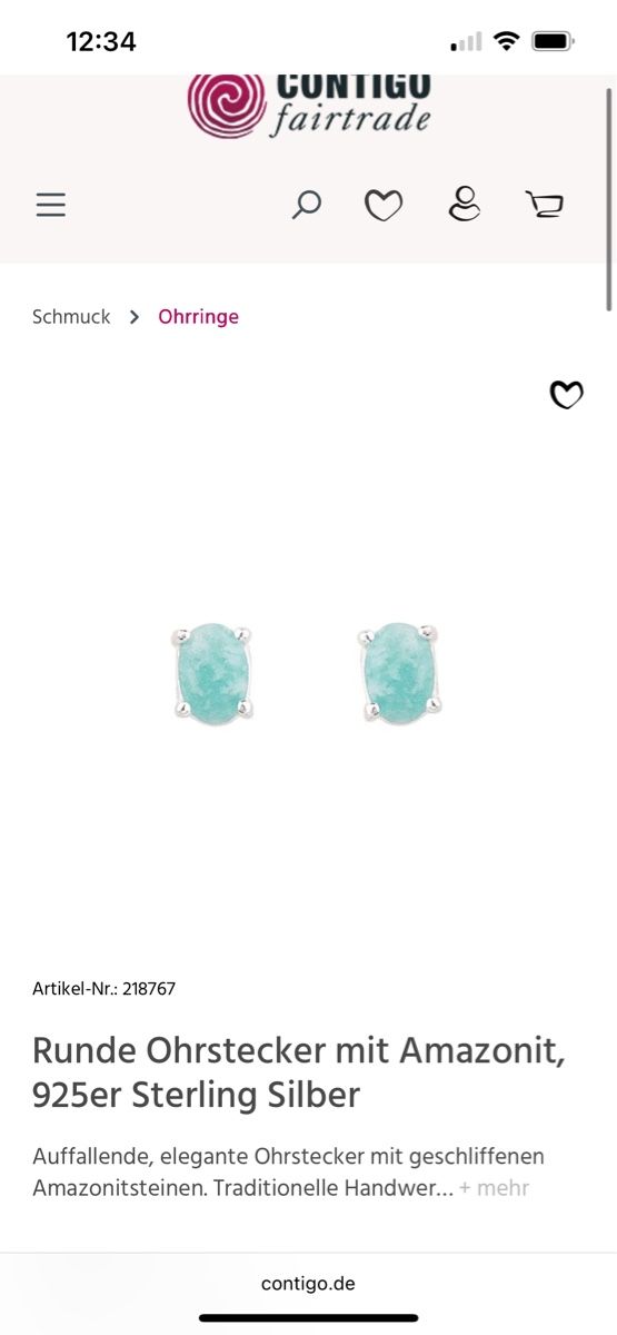 Ohrringe & -stecker: Fairtrade Ohrstecker Silber mit Amazonit – Neu (gemäss Beschreibung) aus Wil SG von aiy_fnm9