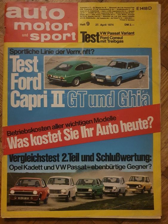 AMS 9/74 Ford Capri R 12 Fiat 128 304 Opel Kadett Passat xx | Kaufen ...