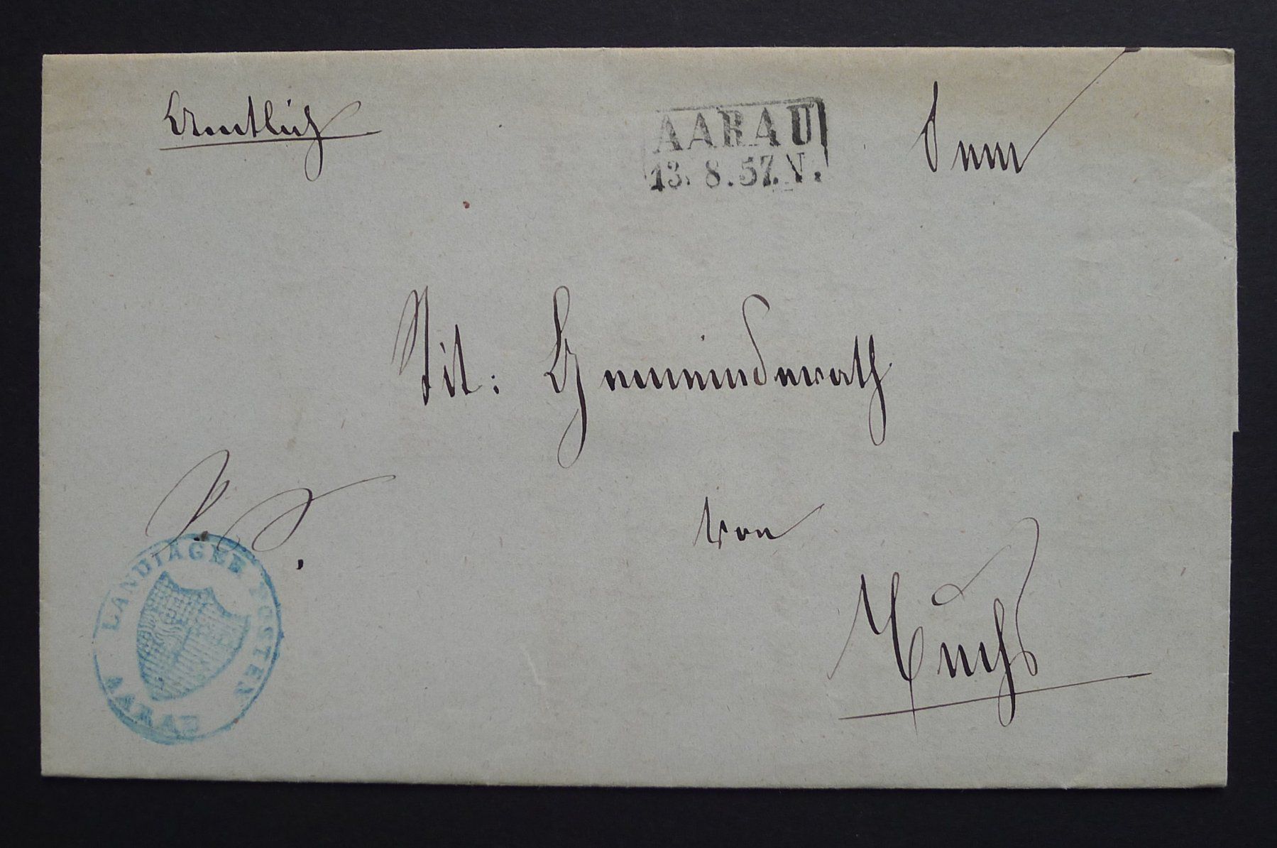 Tutti i francobolli: 1857, "Landjäger-Posten" AARAU nach BUCHS AG – Usato da Ebikon venduto da SilvioFreund