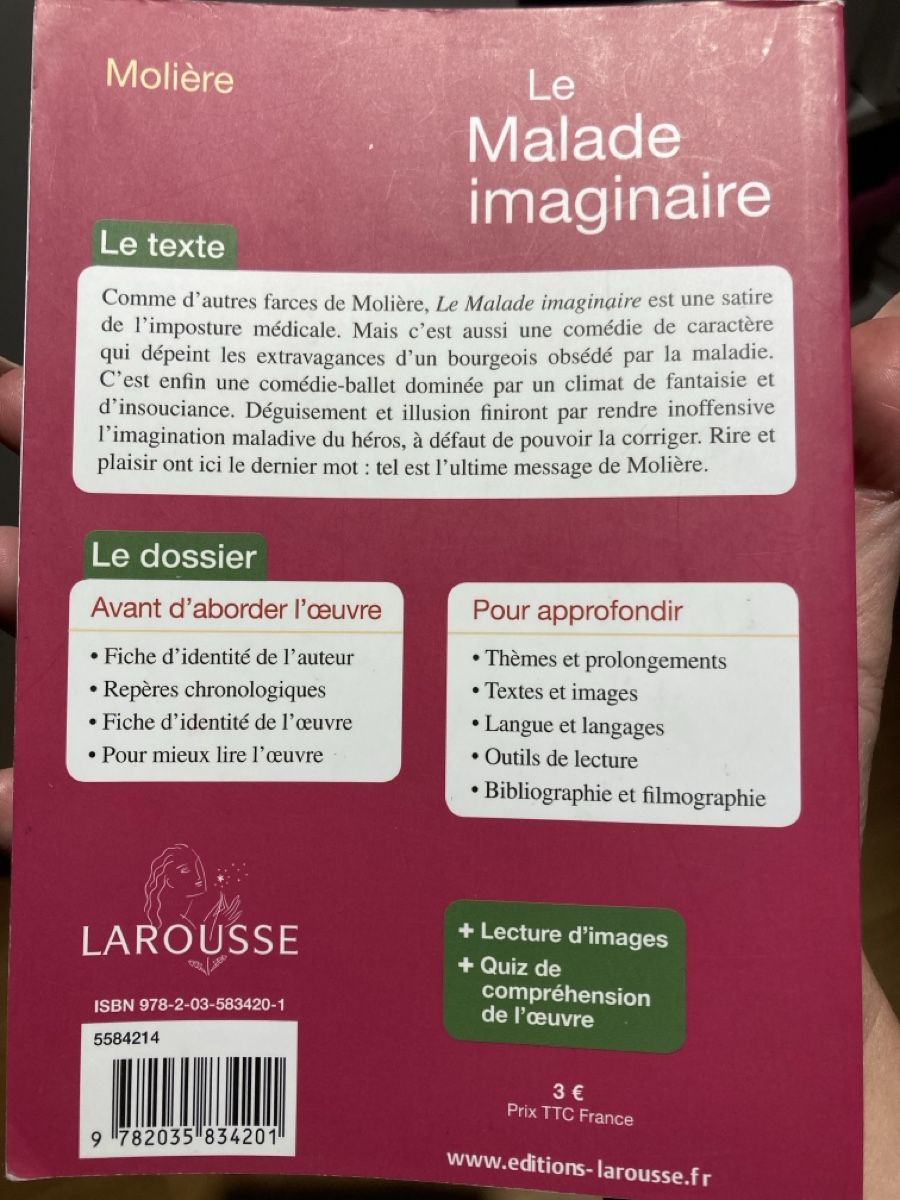 Libri: Molière Le Malade imaginaire Larousse Petits Classiques – Usato da Corcelles-Chavorn venduto da Pebble10 1