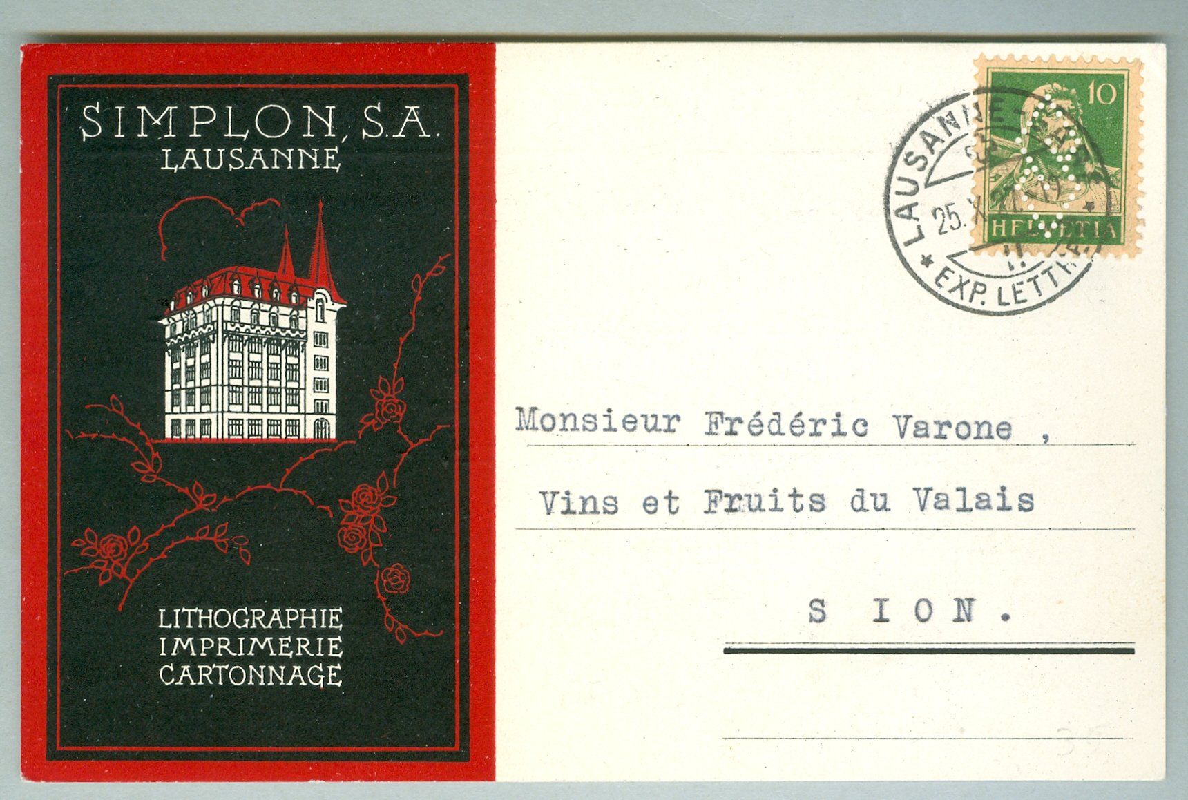 Tutti i francobolli: 1927 Schweiz Bedarfspost mit Perfin – Usato da Zürich venduto da yago-rot
