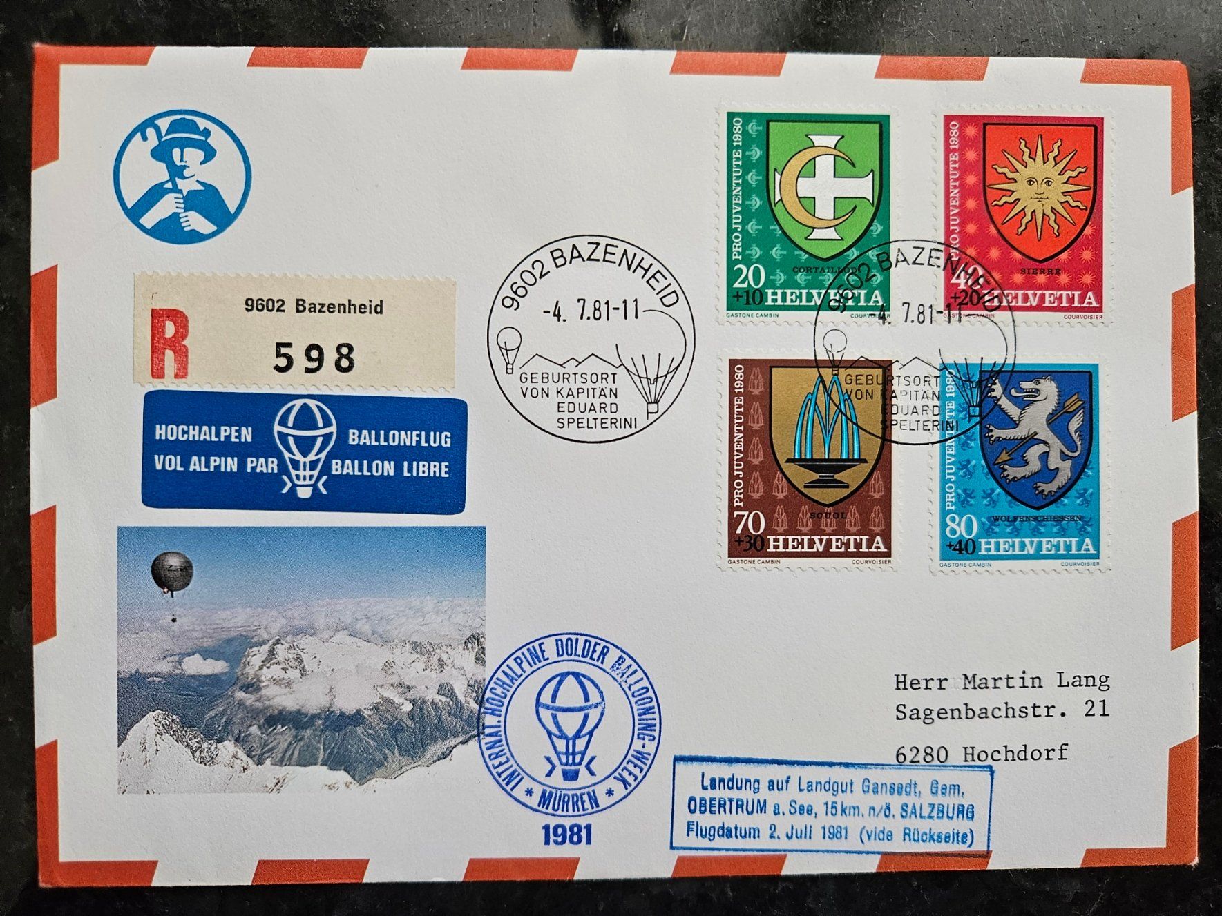 Alle Briefmarken: Ballonpost 1981 für 3.-- – Gebraucht aus Buttikon SZ von Marcelr