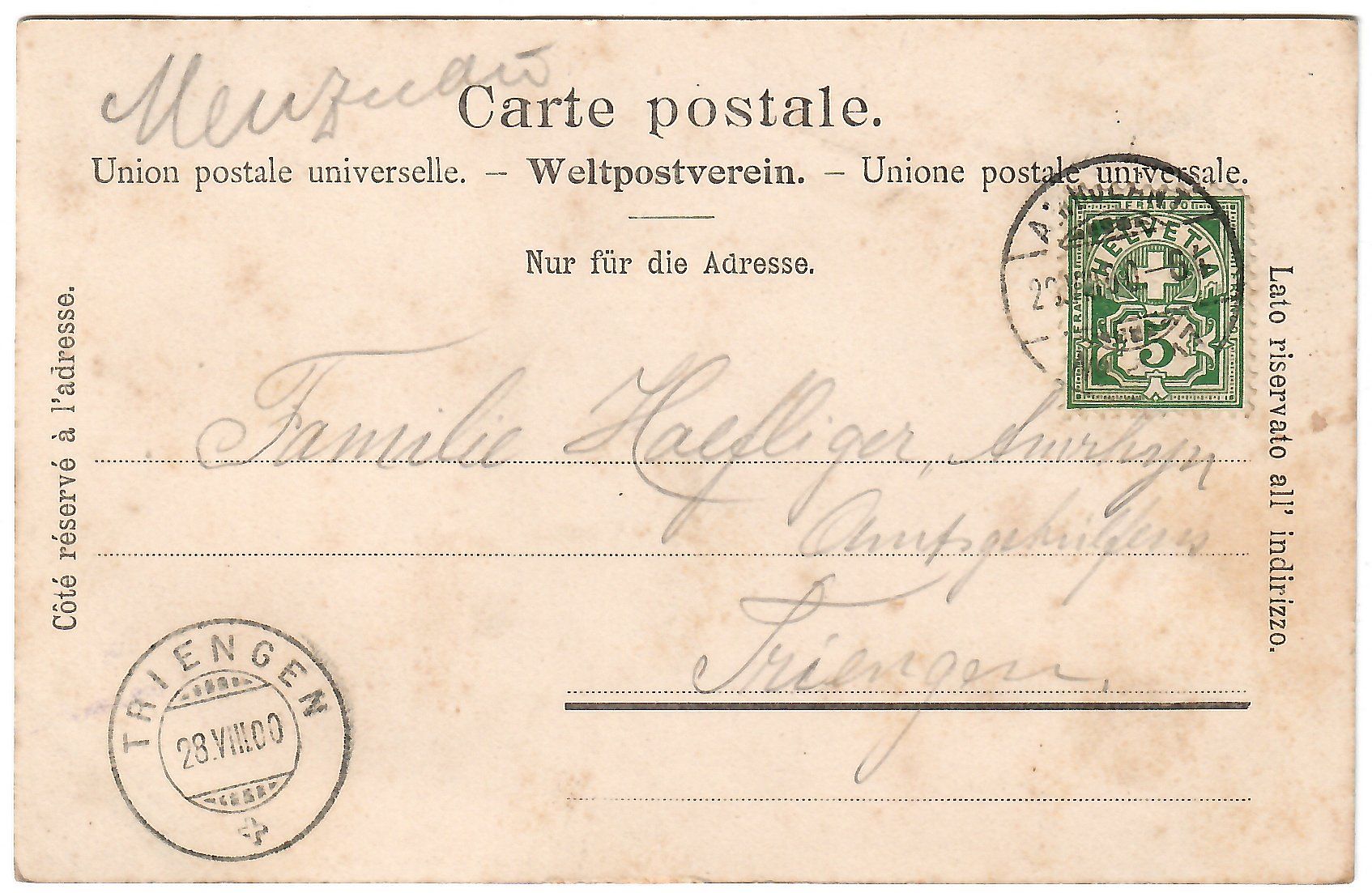 Cartoline postali: Dreibildkarte   'Gruss aus Willisau' – Usato da Kerns venduto da etma3 1