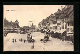 AK Aarberg, Platz im Stadtkern, 1928