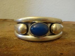 Armreif blauer Achat / 925 Silber