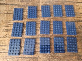 lego 3032 lot de  15 pièces Dark Blue Plate 4 x 6