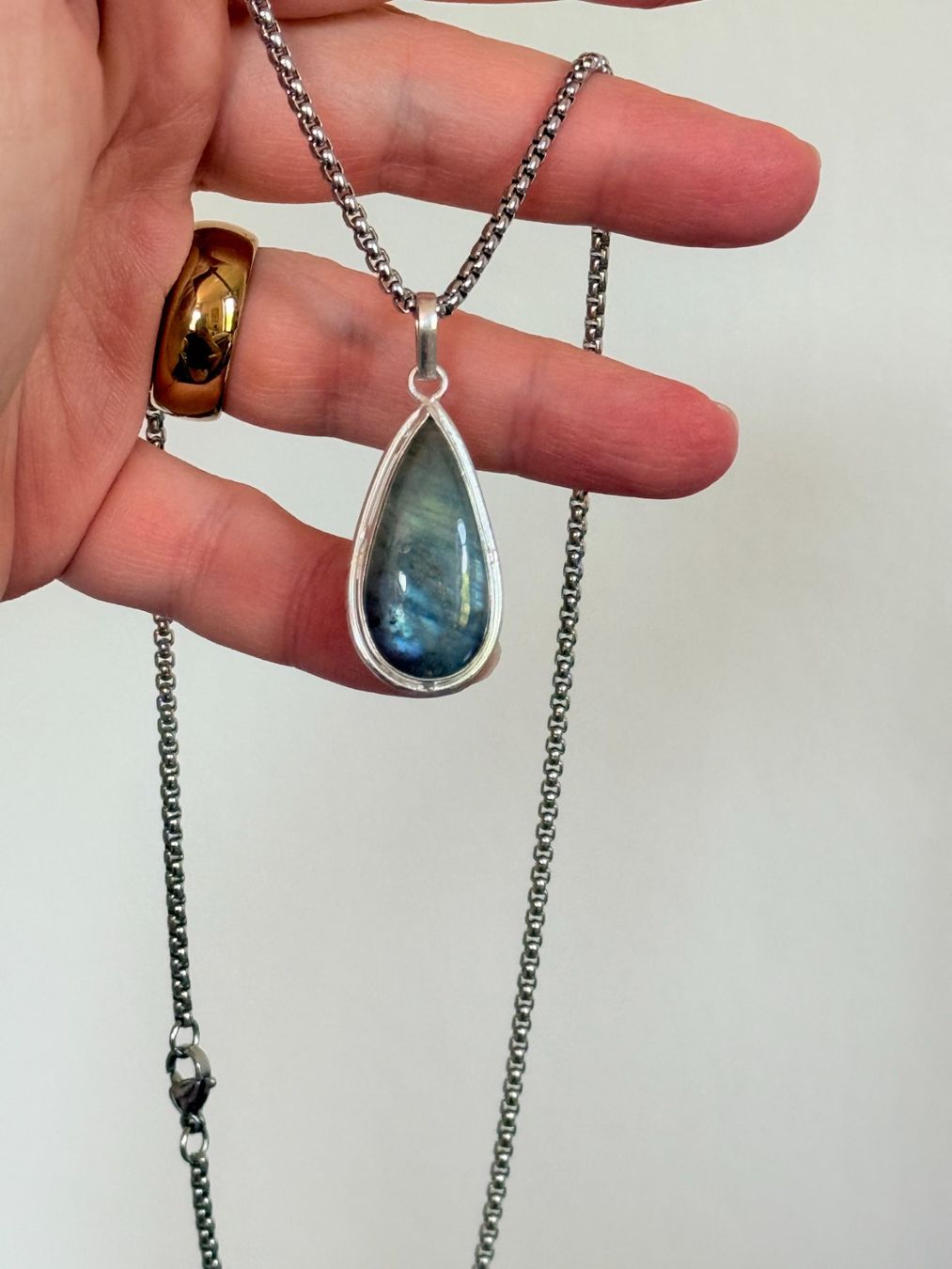 Ketten: Pendentif Larme en Labradorite - Bijou Unique! – Neu und originalverpackt aus Genève von AWWA 8