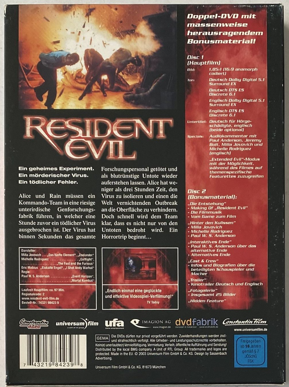 Tutti i DVDs: Resident Evil (Special Edition) – Usato da Flums venduto da Asquillo 1