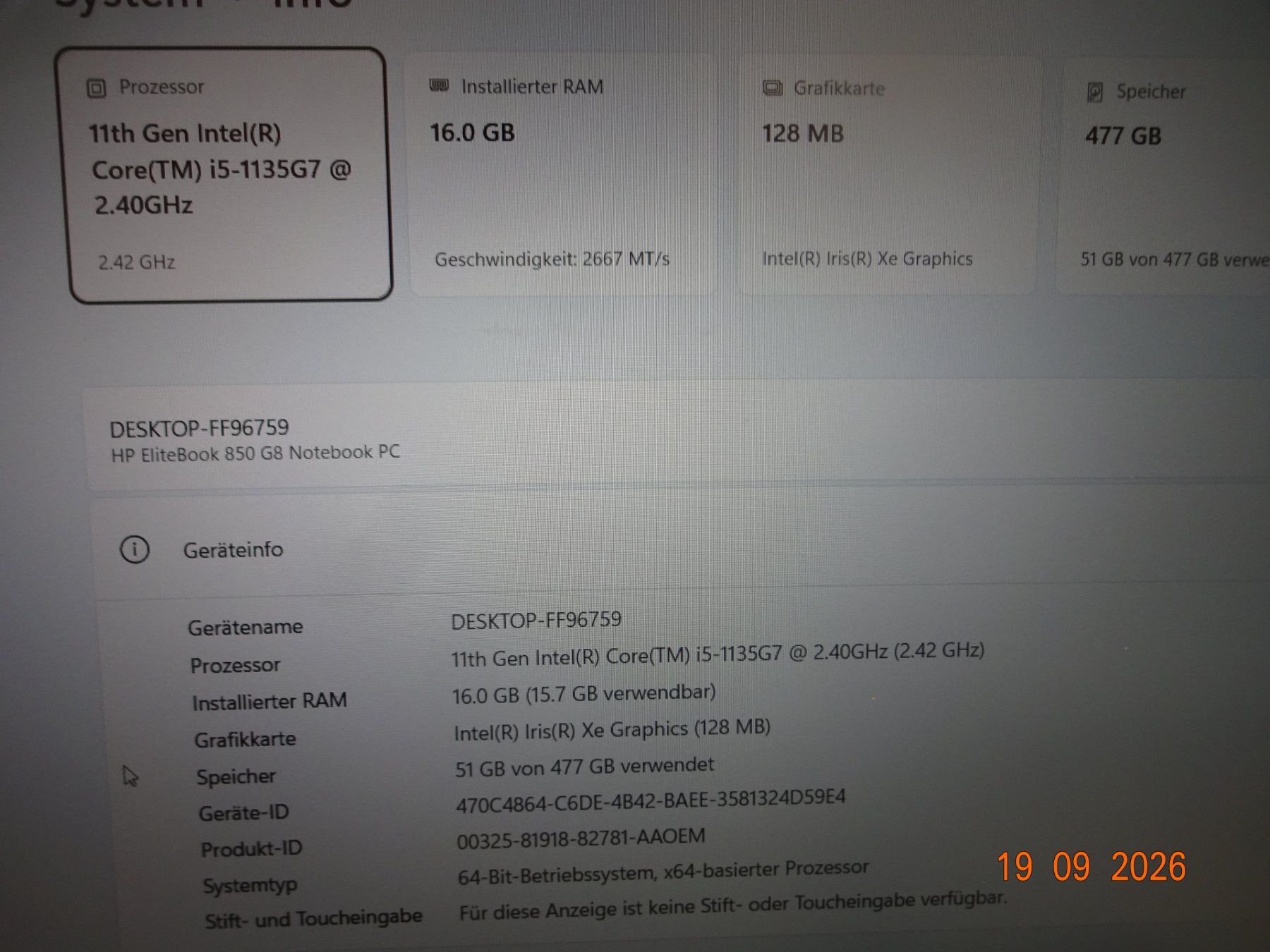 Hewlett Packard Notebook: HP EliteBook 850 G8 Notebook PC – Usato da Winterthur venduto da Starrite 2