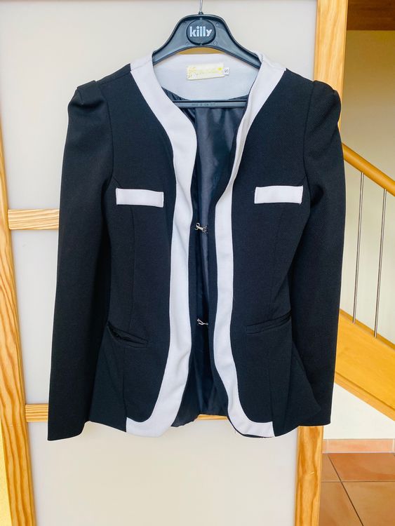 Veste Anne Fontaine Noire Et Blanche - Taille 36, Occasion En Très Bon état