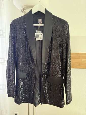 Blazer MANOR pailletten schwarz Grösse 36 neu