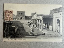 🟡antik Postkarte gelaufen 1907 Briefmarke TUNESIEN TOZEUR