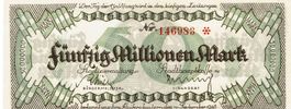 Kaiserslautern 50 Mil.Mark SN rot 10.09.1923 VZ+-VZ++
