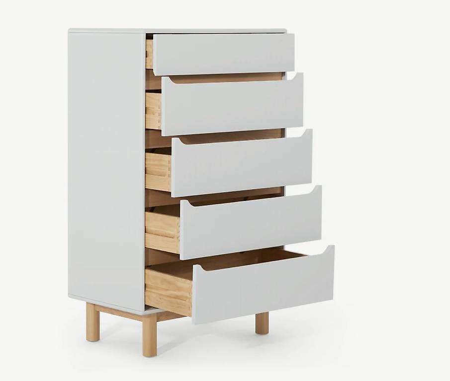 Cassettiere: Commode 5 tiroirs scandinave gris clair bois clair – Usato da Baden venduto da emi_55vx