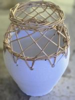 Herbstdeko: Vase mit Weidenkorb-Design NEU Boho Ibiza