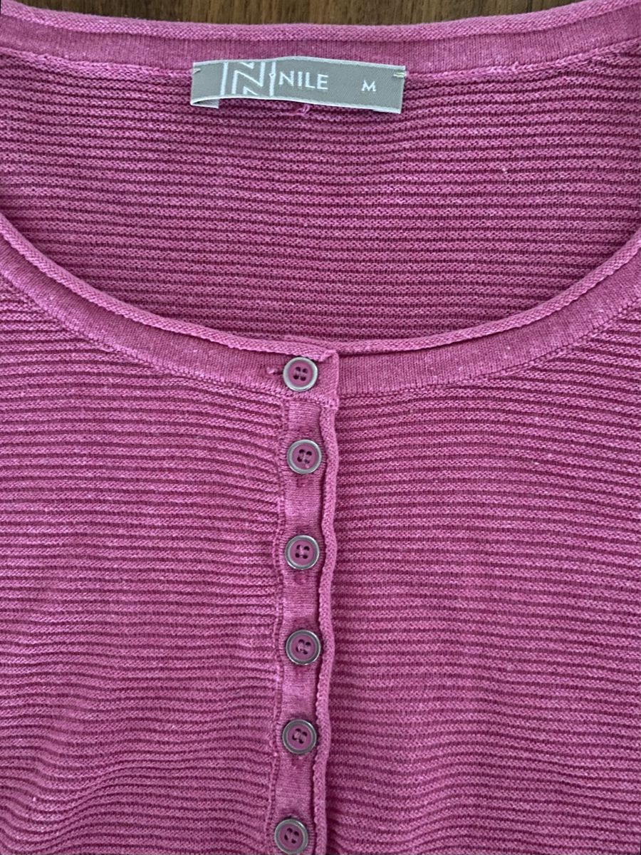 Nile Pullover & Sweatshirts: NILE Strickpullover Fuchsia/Pink/Gr.M/Leichter Henley-Pulli – Gebraucht aus Jona von Flamingoo