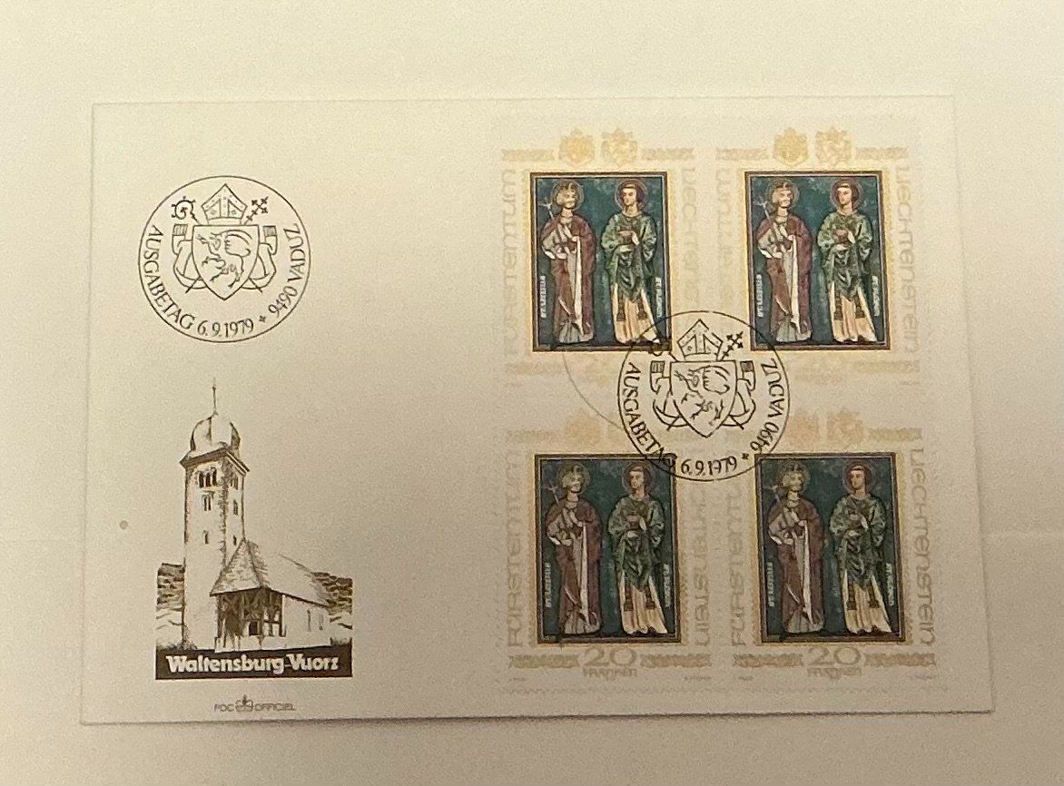 Buste & buste per spedizione: LIECHTENSTEIN FDC  1979 Viererblock – Usato da Koblenz venduto da Markenhimmel