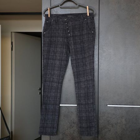 🐸 NILE HOSE JEANS S GRAU SCHWARZ GEMUSTERT GEKNÖPFT WIE NEU