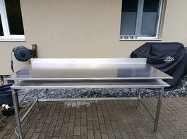 Profi Chromstahltisch 210x80 cm  komplett verschweisst
