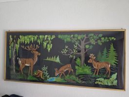 Rarität von 1965: Monumentales, handgesticktes Wandbild
