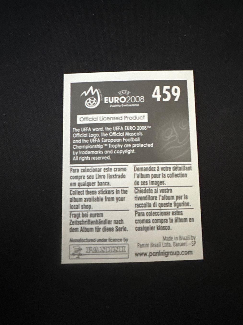 Panini Carte collezionabili: Panini UEFA EM 2008 Sticker - Nr. 459 – Usato da Sulz AG venduto da DealWerk 1