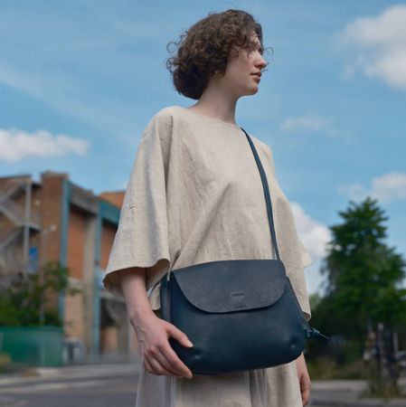 like new | Kate Sheridan petrol ribbon leather bag | TOAST
