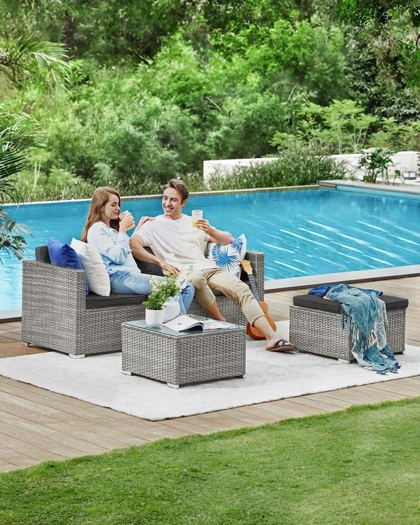 Divani: Gartenmöbel Set Polyrattan Sofa Tisch Grau LAMIS – Nuovo e nell'imballaggio originale da Lachen SZ venduto da MAMORU-MOEBEL 7
