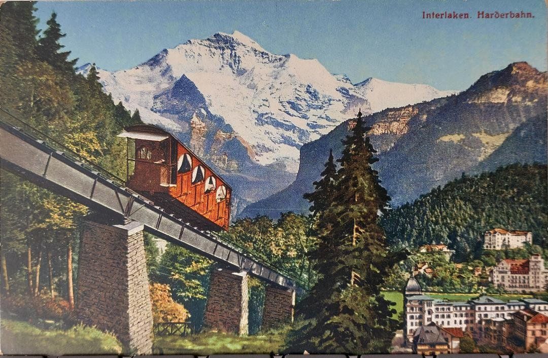 Cartoline postali: INTERLAKEN - Harderbahn – Usato da Delémont venduto da Domdom1