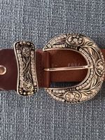 Gürtel Navyboot Leder braun mit Strass Grösse 85  