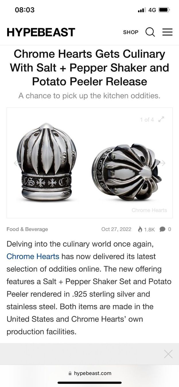Cucine complete: Chrome Hearts Salz & Pfeffer – Nuovo e nell'imballaggio originale da Luzern venduto da coffee74