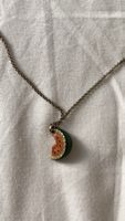 Collana donna fetta anguria strass vintage metallo dorato