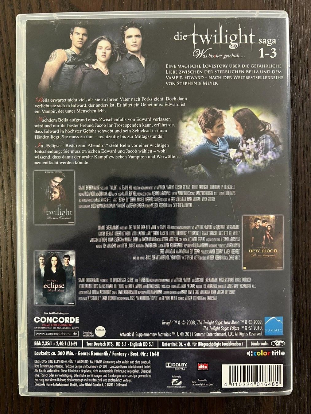 Tutti i DVDs: The Twilight Saga 1 bis 3 – Usato da Zürich venduto da FilmFreunde 1