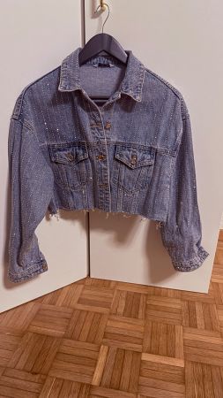 Jeansjacke S - Cropped Style Strass
