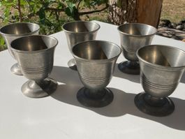6er Zinnkelche Set, Antikpatina, für Floristik