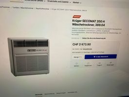 Neuer ungebrauchter Sekomat 200H Krüger Wäschetrockner 1299.