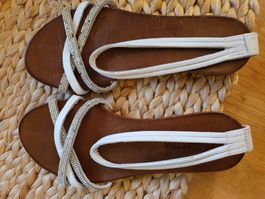 Sandale, Sommerschuh Leder mit Glitter, Grösse 37